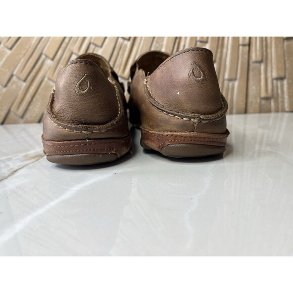 Olukai Moloa Men Leather Slip On Shoes Loafers Mules Slippers Sz 8.5 Brown
